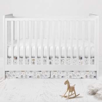 Bacati - Woodlands Gray/Beige Neutral Cotton Crib/Toddler Neutral Cotton Crib Skirt