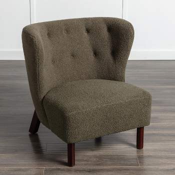 Upholstered Accent Chair, Wingback Armless Single Sofa Chair with Wooden Legs-ModernLuxe