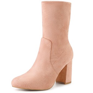 Perphy Women's Rounded Toe Block Heeled Foldable Non-Zip Sock Ankle Boots - 1 of 4