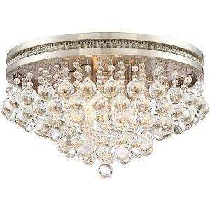 Vienna Full Spectrum Luxury Ceiling Light Flush Mount Fixture Brushed Nickel 15 1/4" Wide Crystal Droplets for Bedroom Hallway - 1 of 4