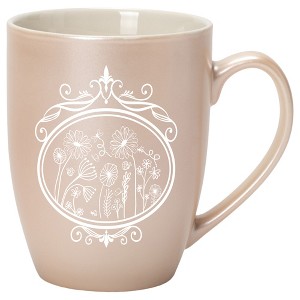 Elanze Designs Flowers in Circle Precious Pearl 10 ounce New Bone China Coffee Cup Mug - 1 of 1