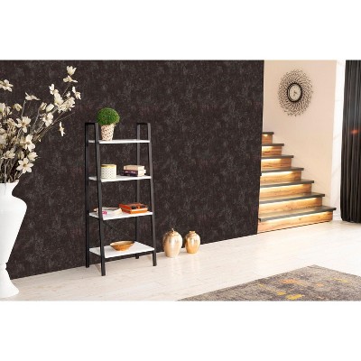 NicBex Modern Ladder Space Saving Bookcase 4 & 5 Tier Shelf Organizer for Small Spaces, Living Room & Home Office, Wood & Metal Options