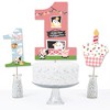 Big Dot of Happiness 1st Birthday Girl Farm Animals - Pink Barnyard First Birthday Party Centerpiece Sticks - Table Toppers - Set of 15 - 3 of 4