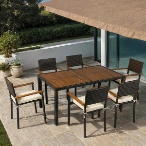 ELJGET 7 Piece Patio Dining Set, Outdoor Dining Furniture Set with Table and Chairs, Brown - 1 of 4