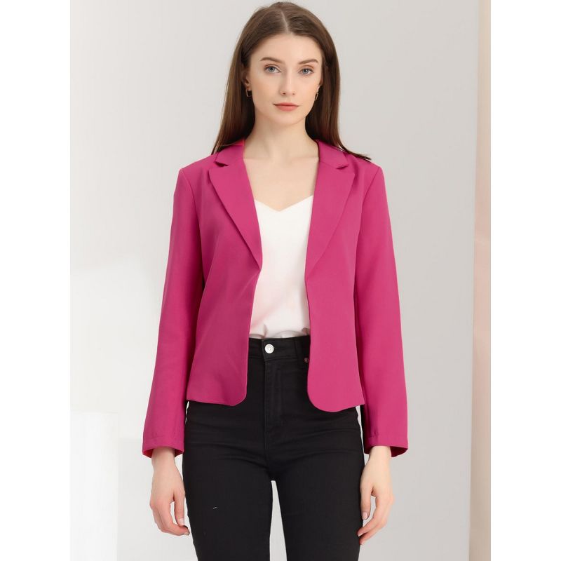 Allegra K Women's Open Front Office Work Crop Long Sleeve Suit Blazer, 3 of 6