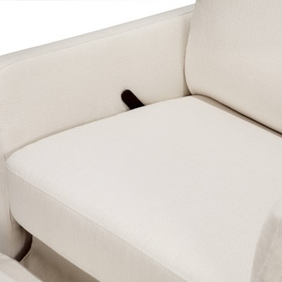 Cream Linen Swivel Recliner with Wood Frame