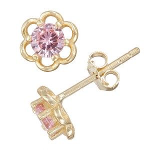 Junior Jewels 14K Gold Over Sterling Silver Cubic Zirconia Stud Earrings - 1 of 2