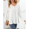 Clearlove Women's Casual V Neck Button Shirt Long Sleeve Blouse Asymmetrical Loose Flowy Ruffled Blouses - 3 of 4
