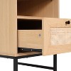 Flash Furniture Malaki Set of 2 Mid-Century Modern Nightstands or End Tables with Rattan Accented Drawers, Open Upper Shelves, and Metal Legs - 3 of 4