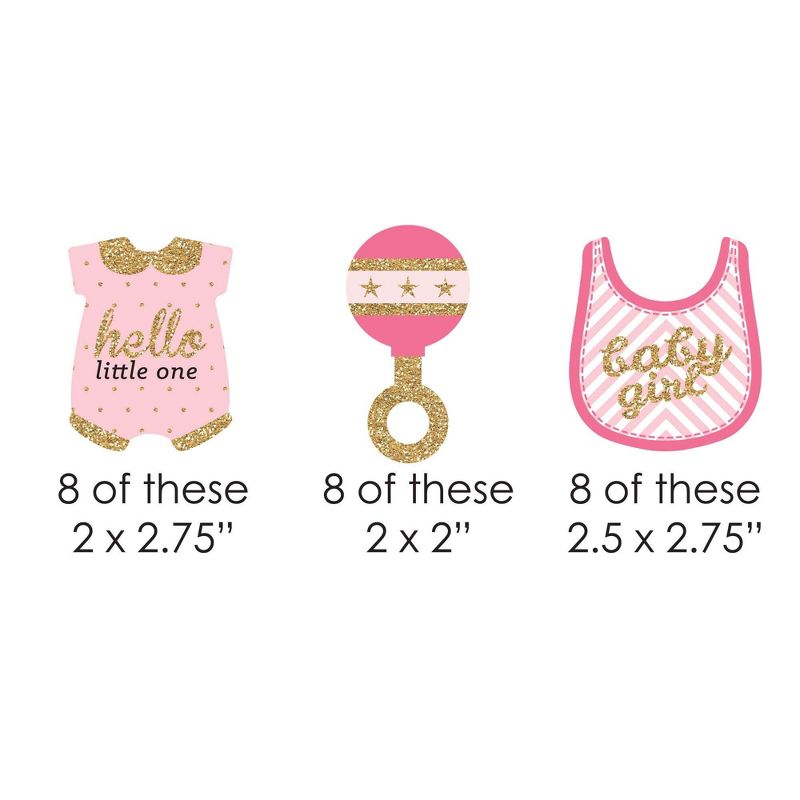 Big Dot of Happiness Hello Little One - Pink and Gold - DIY Shaped Girl Baby Shower Party Cut-Outs - 24 Count, 2 of 6