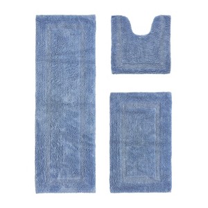 Lux Premium 100% Cotton  Ultra-Soft Tufted Solid Reversible 3 Piece Bath Rug Set, Water-Absorbent, Durable, Machine Washable Bathroom Rug - 1 of 4