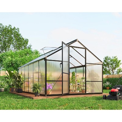 8x10 Ft Greenhouse, Polycarbonate Greenhouse with Adjustable Roof Vent for Outdoors, Aluminum Large Walk-in Greenhouse for Outside Garden, Backyard