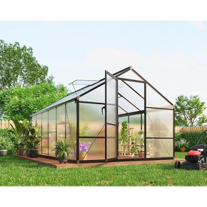 8x10 Ft Greenhouse, Polycarbonate Greenhouse with Adjustable Roof Vent for Outdoors, Aluminum Large Walk-in Greenhouse for Outside Garden, Backyard - 1 of 4