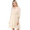 Allegra K Women's Solid Ruffle Hem 3/4 Sleeve A-Line Smocked Short Chiffon Dress - 2 of 4