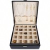 Earring Holder Organizer, 50 Slots Jewelry Box, Black PU Storage for Earrings and Necklaces - 2 of 4