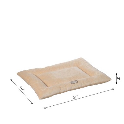 Medium Beige Velvet Pet Bed with Poly Fill Cushion
