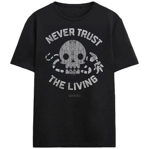 Beetlejuice Never Trust The Living Adult Black Crew Neck Short Sleeve T-shirt - 1 of 3