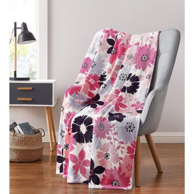 Kate Aurora Garden Accents Ultra Soft & Plush Multi Floral Fleece Accent Throw Blanket - 50 In. W X 60 In. L