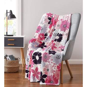Kate Aurora Garden Accents Ultra Soft & Plush Multi Floral Fleece Accent Throw Blanket - 50 In. W X 60 In. L