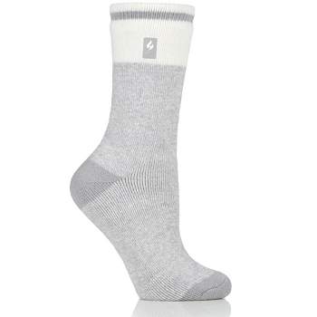Heat Holder Men's Cream Block Twist Lite Socks, Warm + Soft, Hiking, Cabin,  Cozy At Home Socks
