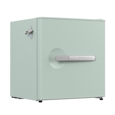 Sage Green Retro Mini Refrigerator with Silver Bar Handle