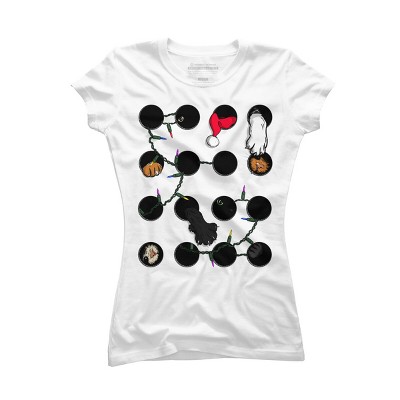 Junior's Design By Humans Christmas cats in a box By betobtz T-Shirt