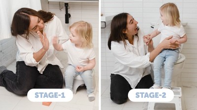 Gray 2-in-1 Potty Trainer Seat with Floor Base