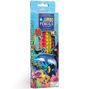 eeBoo: Double-Sided Jumbo Colored Pencils, Sea Life, 6pc Set, Kids Art Supplies - 1 of 4