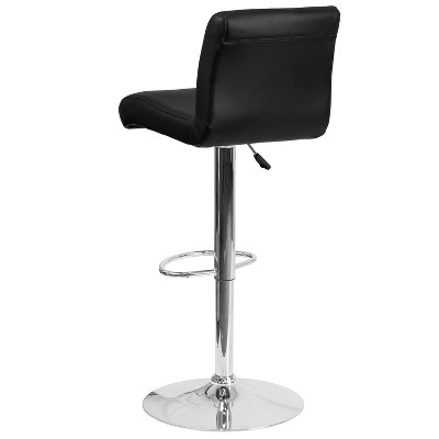Black Vinyl Adjustable Height Swivel Bar Stool with Chrome Base