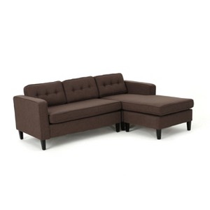 Wilder Mid Century Fabric Chaise Sectional Dark Brown - Christopher Knight Home