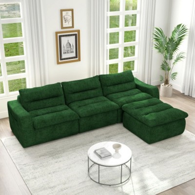 Right Modular Sofa Seat-L-Shaped Compressed Design, Modern Beanbag Style, Yellow