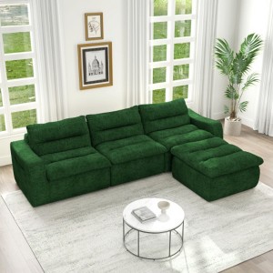 Right Modular Sofa Seat-L-Shaped Compressed Design, Modern Beanbag Style, Yellow - 1 of 4