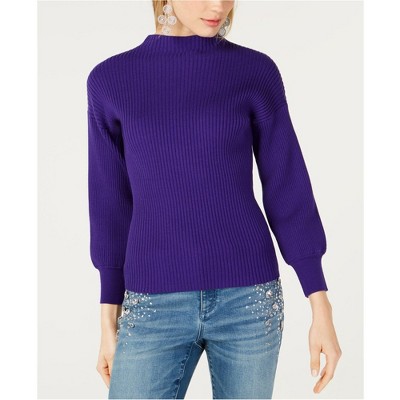 I.N.C International Concepts Womens Ribbed Pullover Sweater, Purple, Large