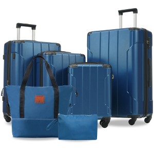 YONWAY Luggage Set 5 Piece Expandable Lightweight ABS Hardshell Suitcases with Wheels (Blue) - 1 of 4