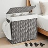 140L (37 Gallon) Rolling Laundry Hamper with Lid, 3-Section Synthetic Rattan Laundry Basket Storage with Removable Liner, 26x13x26 Inches - 4 of 4