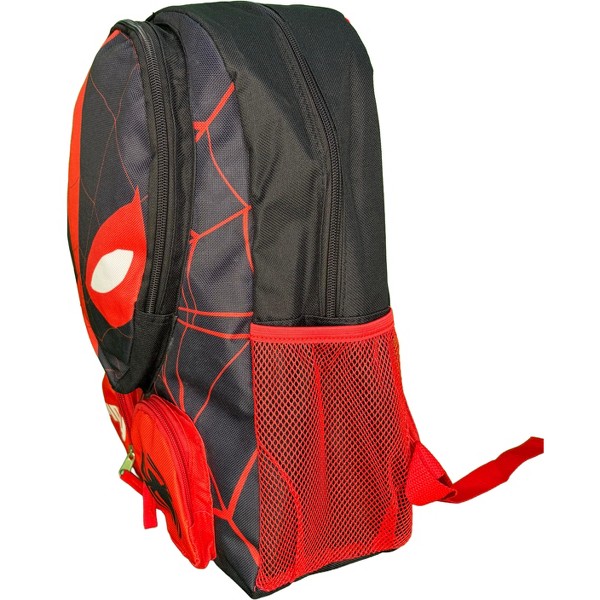 Mochila de Spiderman Head de 16 pulgadas para niños para la escuela, para niños de 3+ años, con 3 bolsillos frontales 4