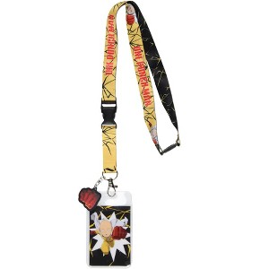 One Punch Man Lanyard ID Badge Holder Manga Saitama w/ Rubber Pendant - 1 of 4