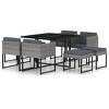 vidaXL 9 Piece Gray Patio Dining Set- Modern Outdoor Poly Rattan Furniture with Comfortable Cushions, Weather-Resistant - 2 of 4