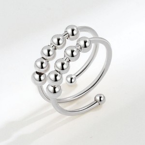 Anna-Kaci Women's Beaded Wrap Ring Adjustable Layered Ball Detailing Modern Minimalist Jewelry Accessory 0.4in - 1 of 4