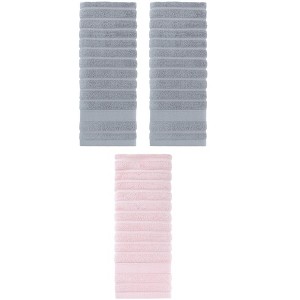REGALWOVEN 3 Pack Solid Striped Cotton Hand Towels for Bathroom, Kitchen, Gym 14" x 30" - 1 of 4