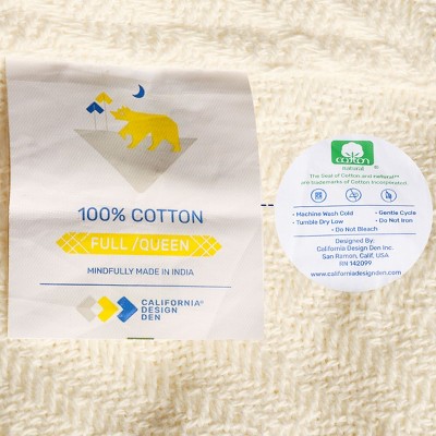Ivory King-Sized Herringbone 100% Cotton All-Season Blanket