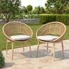 Outdoor PE Rattan Woven Dining Chairs Set Of 2,Kitchen Chair with Fade Resistant Cushion And Iron Frame,Patio Armless Dining Chair-Coolbibila - 2 of 4