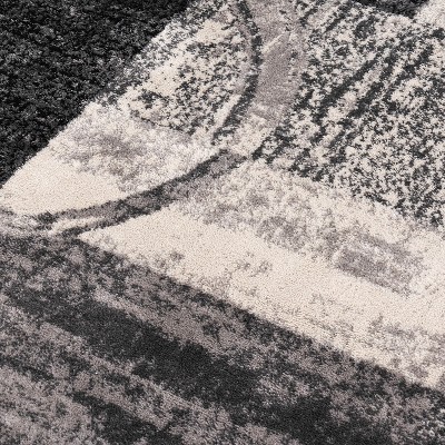 Cream and Gray Abstract Circle Design Area Rug 2' x 3'