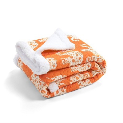 50" x 60" Elephant Parade Sherpa Throw Orange - Lush Décor