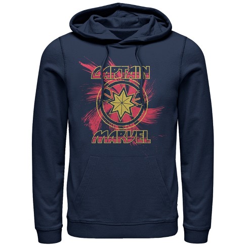 Men s Marvel Captain Marvel Star Symbol Swirl Pull Over Hoodie Target