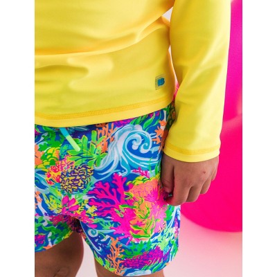 RuggedButts Boys UPF50+ Sun Protected Neon Stretch Performance Hybrid Swim Trunks - Neon Ocean Coral, 5 — фото 3