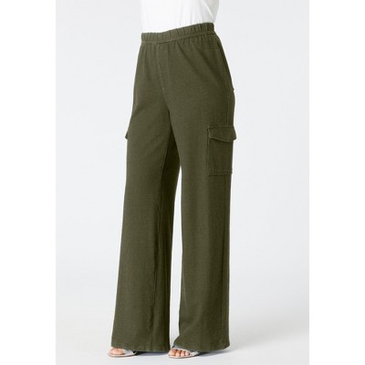 Roaman's Wide Leg Cargo Knit Jean