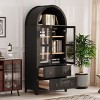 Kumasinova 71" Tall Arched Kitchen Pantry Cabinet with Glass Doors,Farmhouse Kitchen Storage Cabinet with Adjustable Shelves,Drawers for Kitchen - 2 of 4