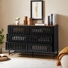 47'' Black Modern Drawer Storage Cabinet with Slatted Front & Metal Base,Wooden Dresser for Bedroom or Entryway-Baofuwish - 2 of 4