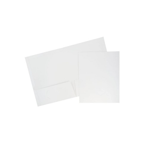 Jam Paper Laminated Two-pocket Glossy Presentation Folders White 